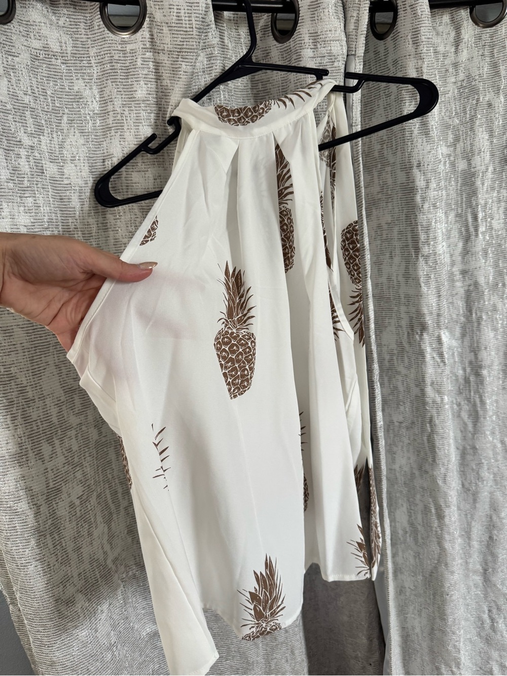 White Pineapple Print Halter Top
